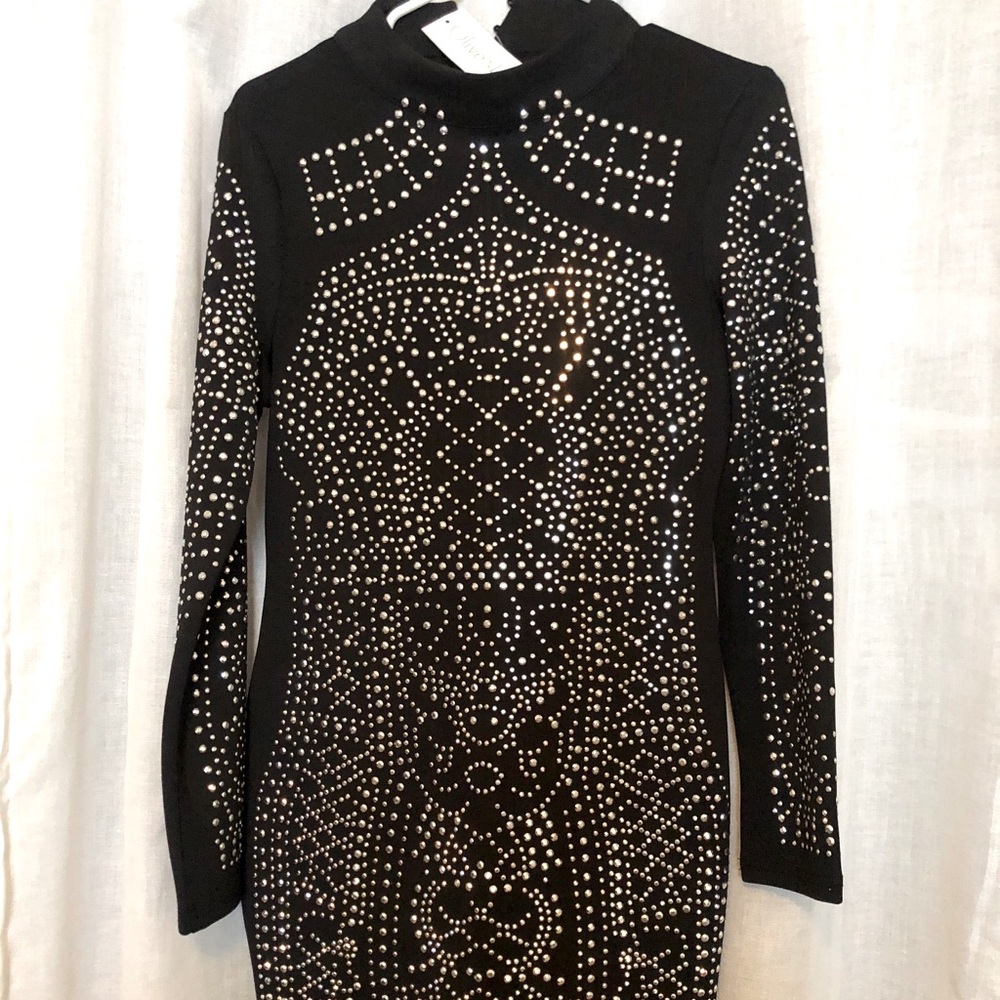 Olive & Lily studded long sleeve dress